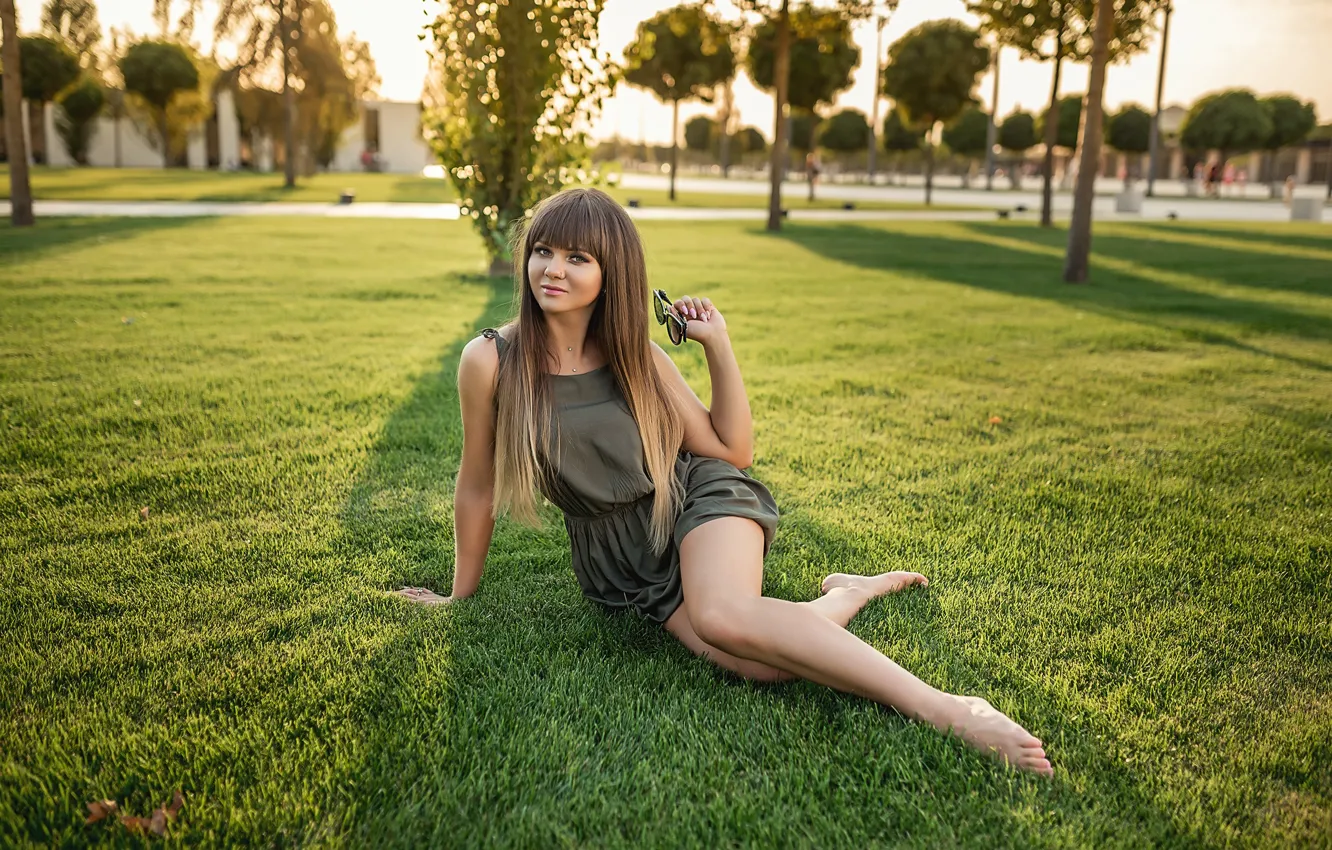 Photo wallpaper grass, dress, look, A Diakov George