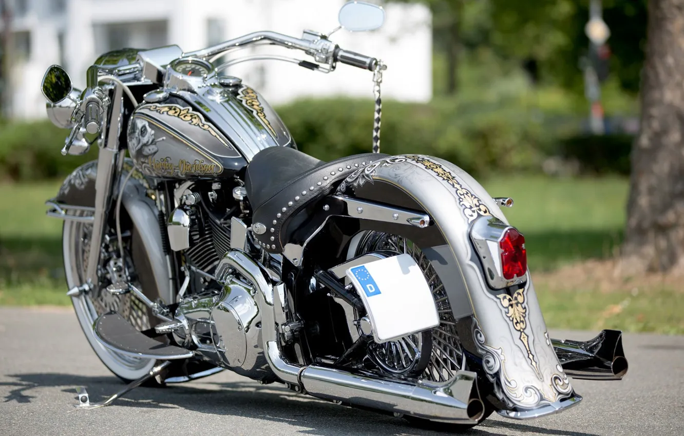 Photo wallpaper Harley-Davidson, Custom, Chrome, Motorcycle