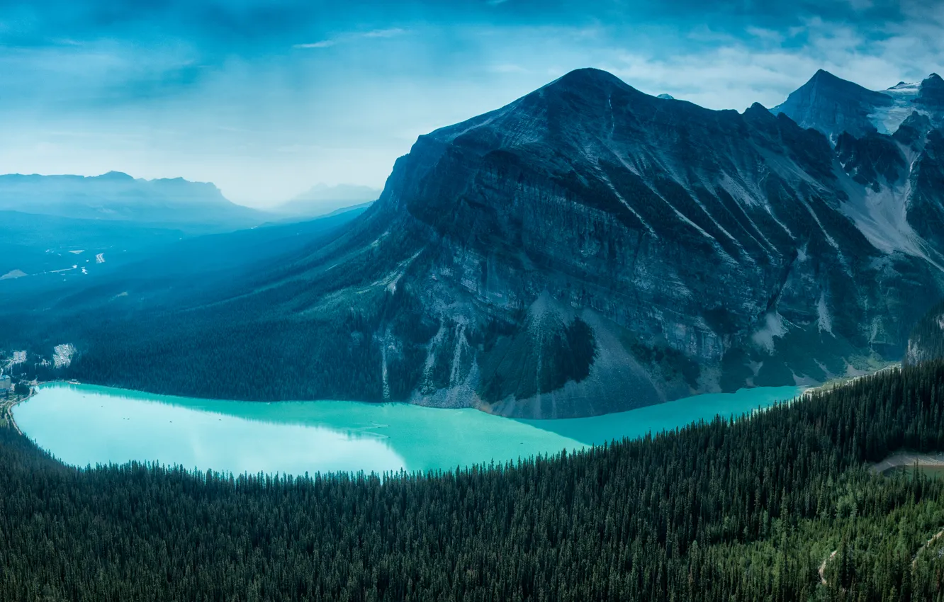 Photo wallpaper Alberta, Lake Louise, forest, Canada, mountain