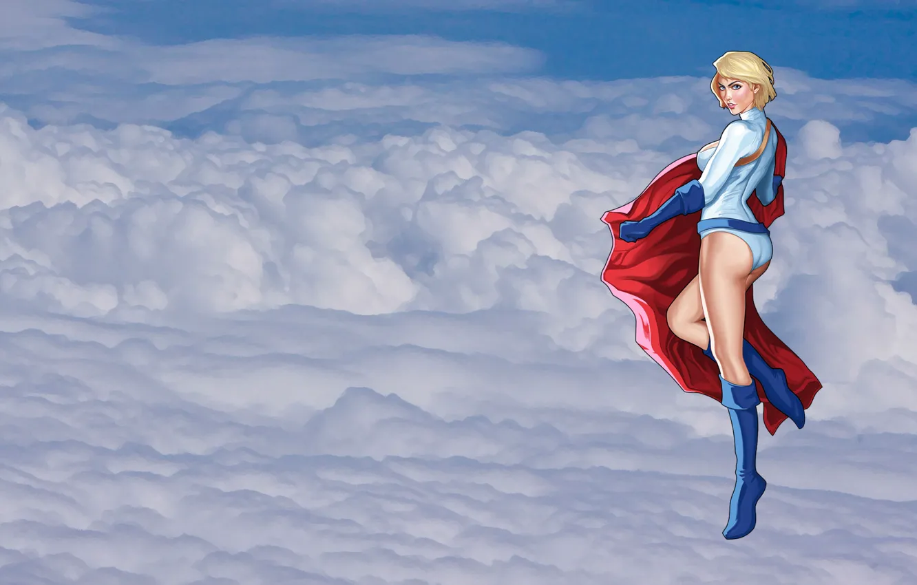 Photo wallpaper girl, clouds, comic, the heroine, DC Comics, Power Girl, Karen Starr, Kara Zor-L