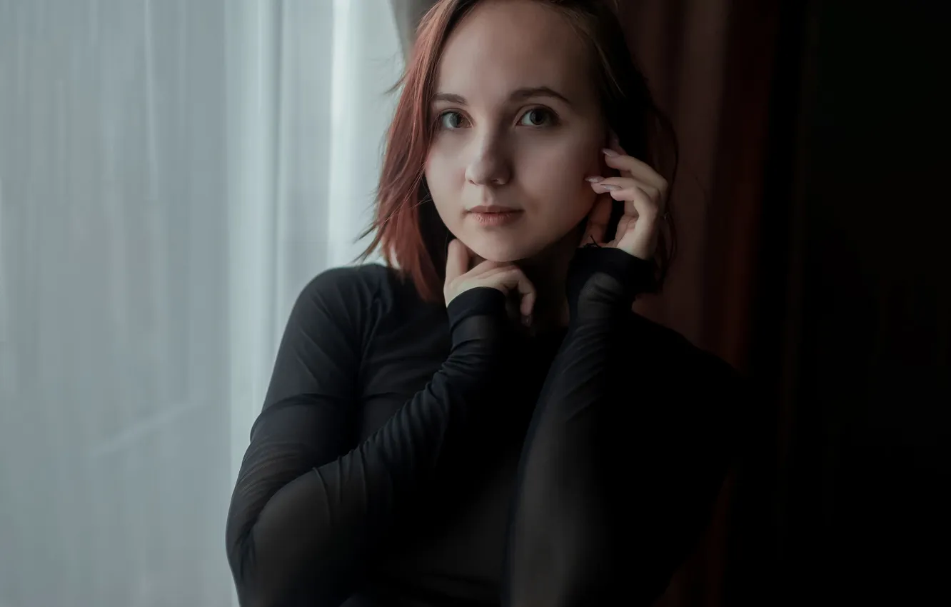 Photo wallpaper model, photoshoot, in black, Rosso alex