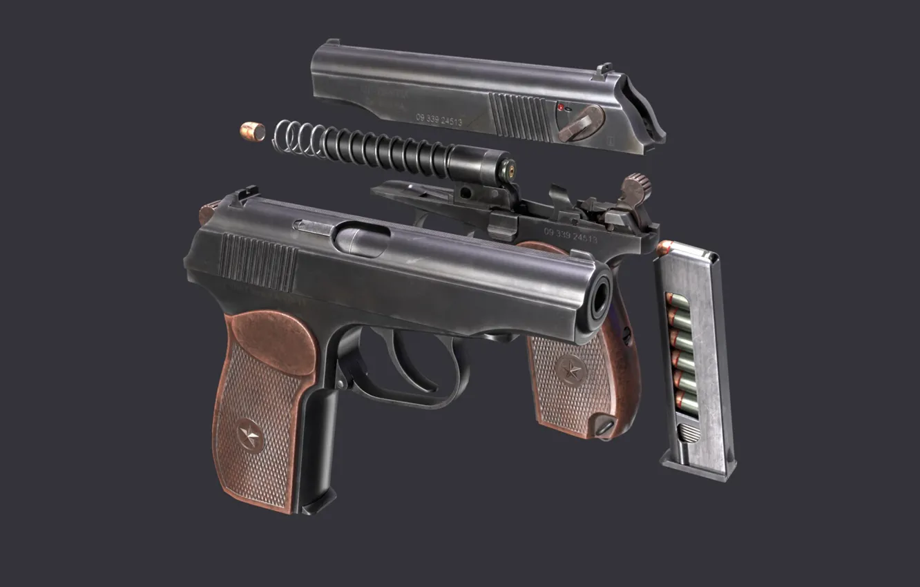 Photo wallpaper USSR, self-loading pistol, the Makarov pistol, Nikolai Makarov, Cartridge 9x18PM