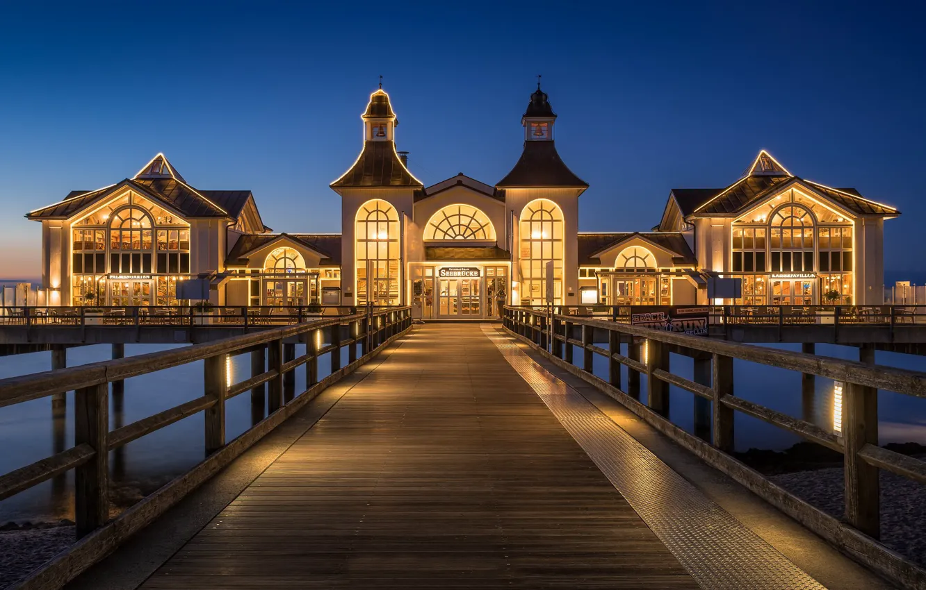 Photo wallpaper lights, the evening, Germany, pierce, Sellin