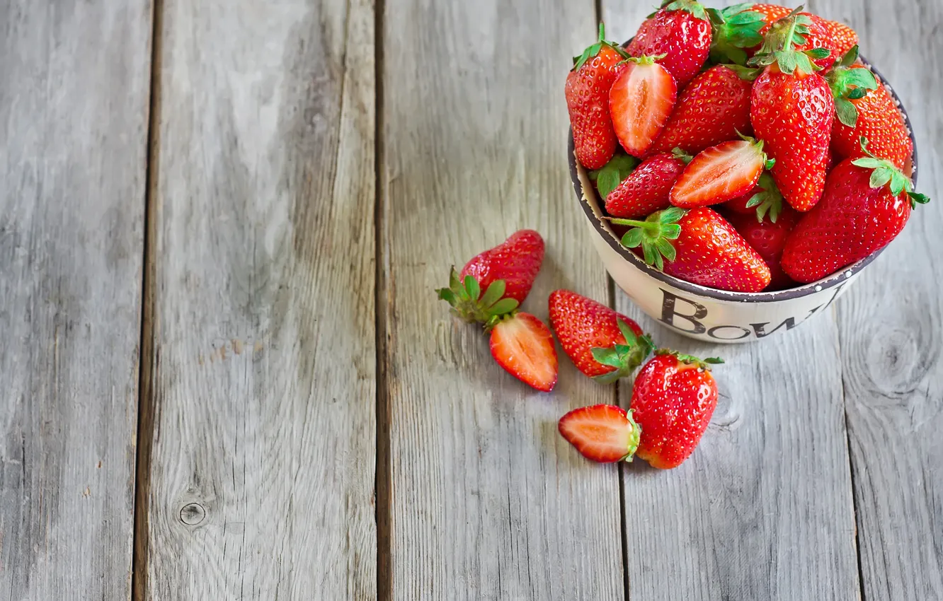 Photo wallpaper berries, strawberry, bowl, strawberry, bowl