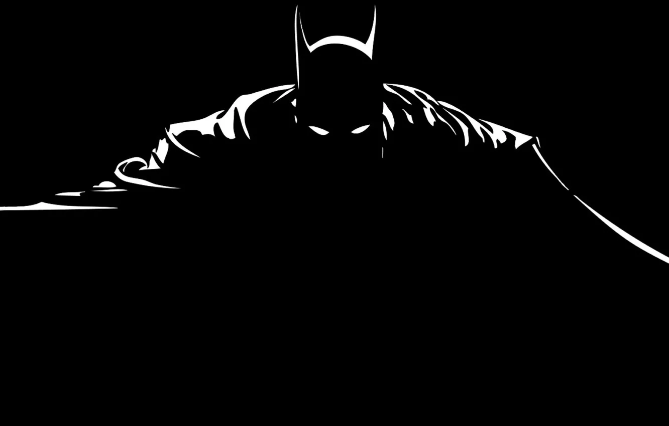 Photo wallpaper eyes, silhouette, mask, Batman, cloak, Batman