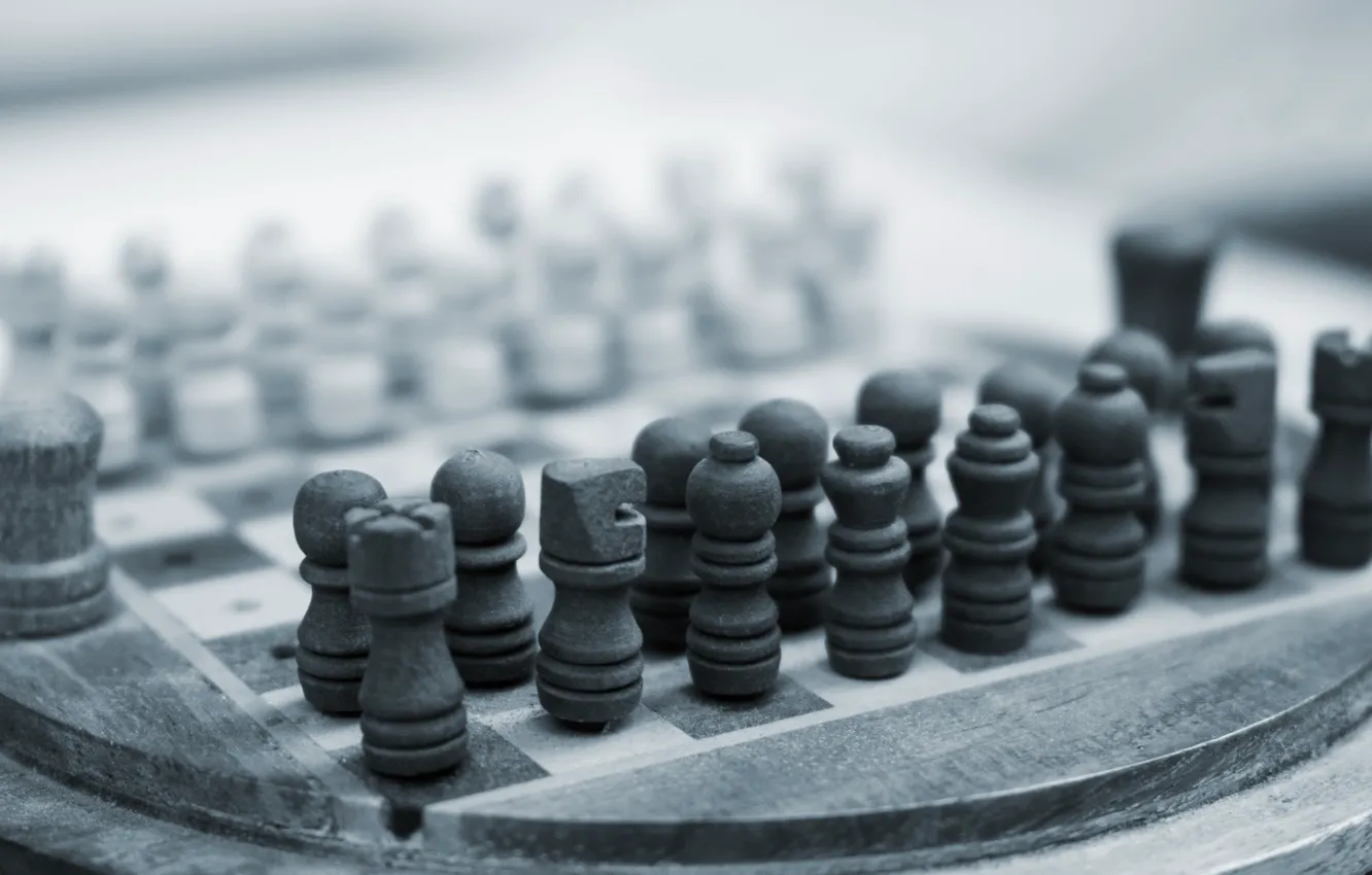 Photo wallpaper macro, Game, black and white, Chess Board