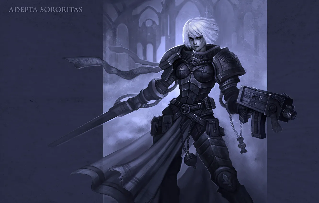Photo wallpaper sword, armor, warhammer 40k, bolter, Adept Sororitas, power, Sisters Of Battle, first-keeper