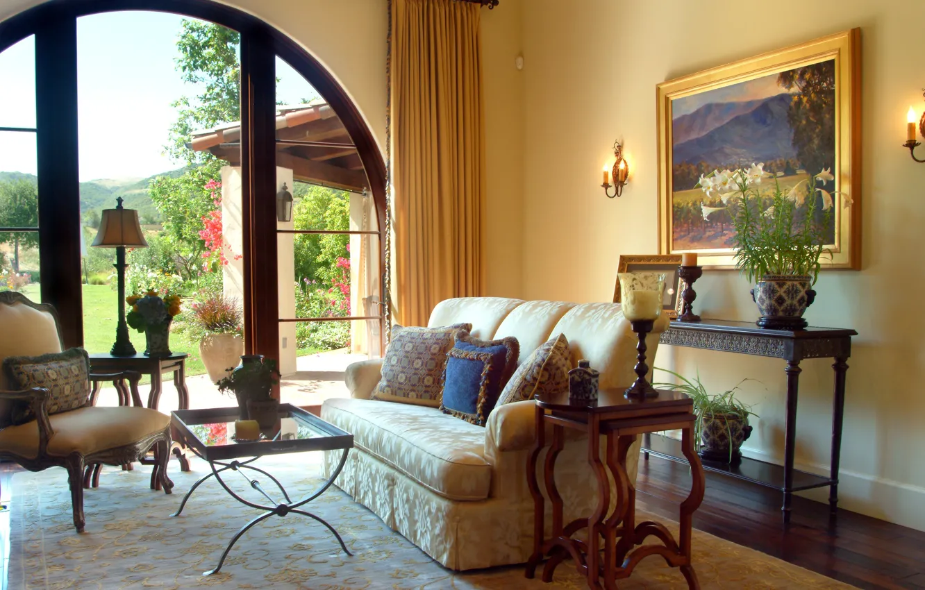 Photo wallpaper style, room, interior, France, living room, Provence, design