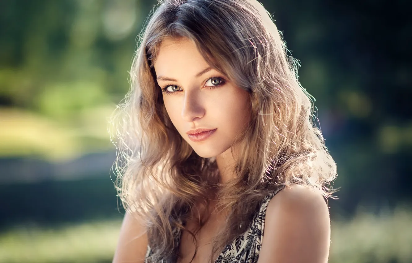 Photo wallpaper look, model, portrait, makeup, hairstyle, beauty, bokeh, Rus