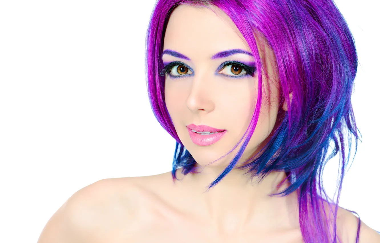 Photo wallpaper look, background, model, bright, hair, haircut, makeup, eyebrows