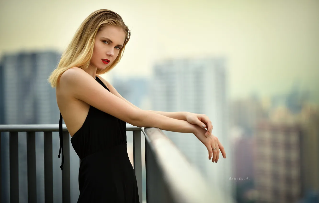 Photo wallpaper look, girl, the city, pose, dress, bokeh, Warren. G