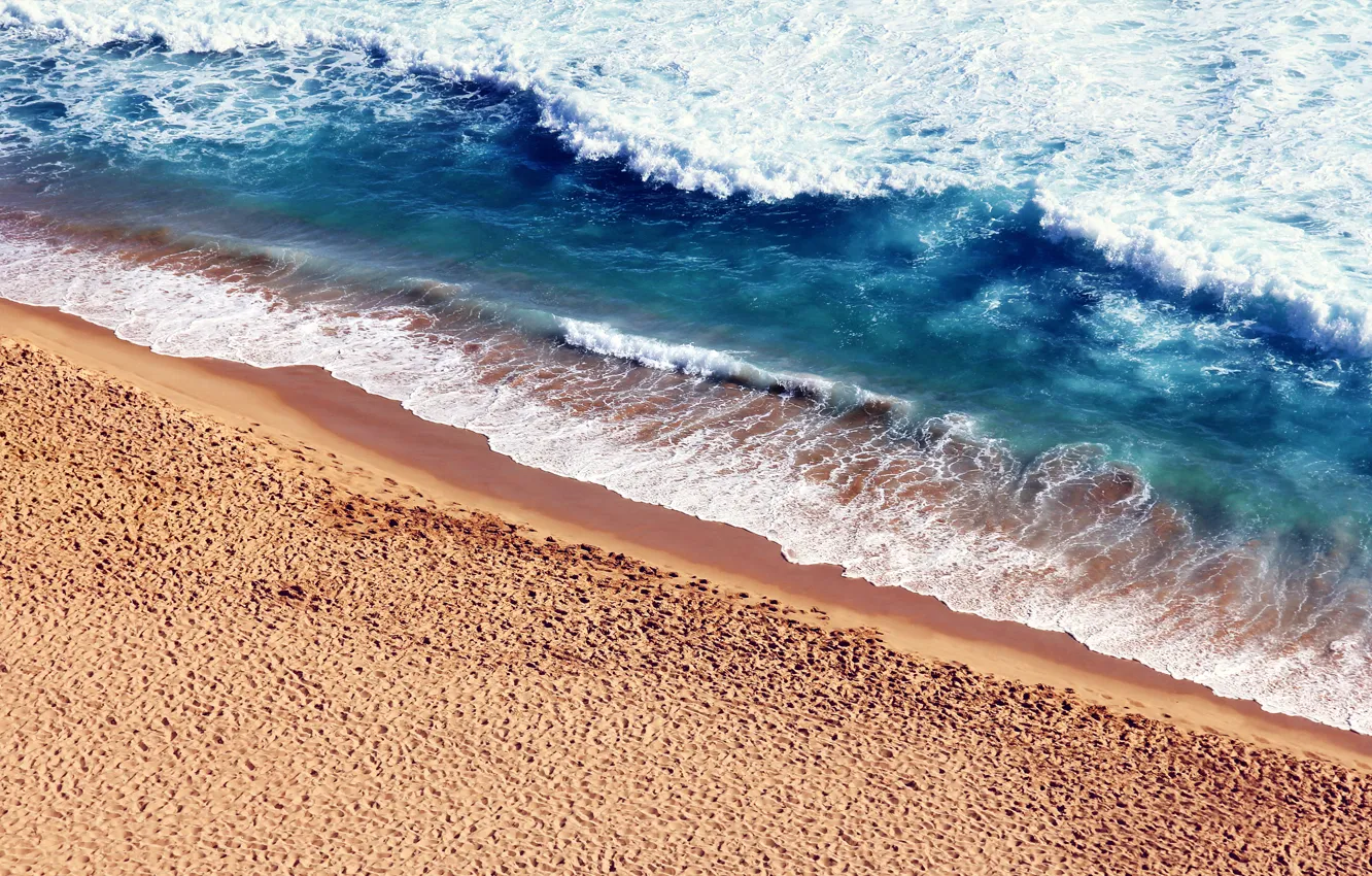 Photo wallpaper sand, sea, wave, beach, shore, nature