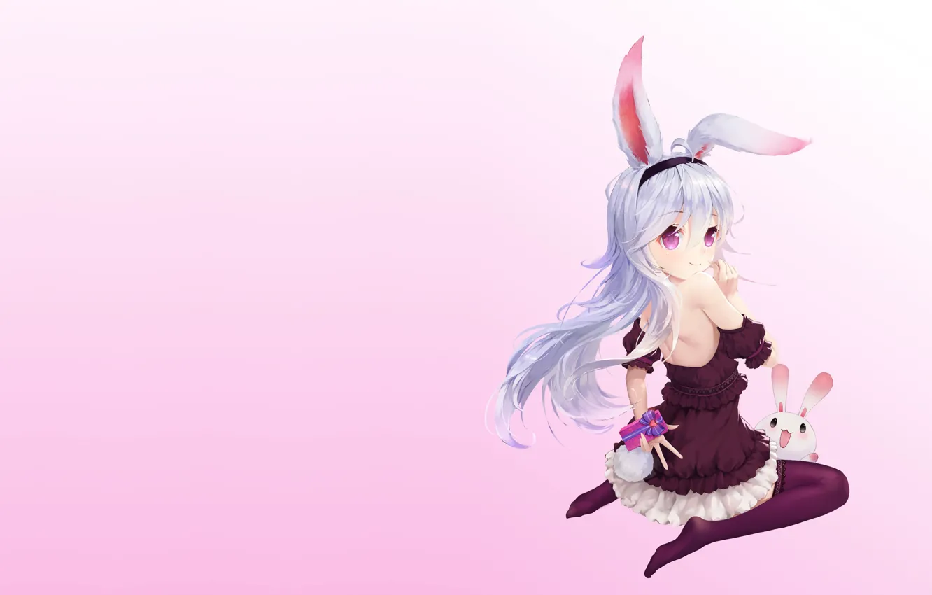 Photo wallpaper holiday, gift, anime, art, Bunny, Valentine, heart, Valentine's Day