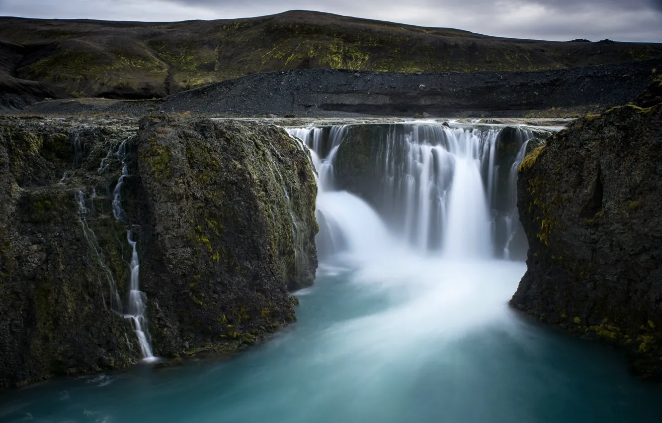 Photo wallpaper river, rocks, waterfall, Iceland