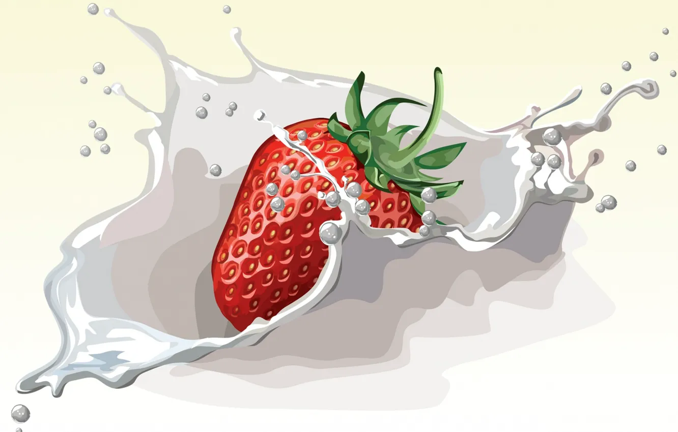 Photo wallpaper vector, strawberry, berry