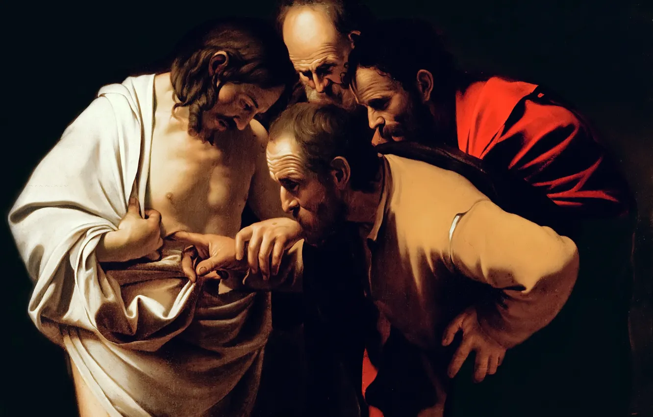 Photo wallpaper picture, mythology, Michelangelo Merisi da Caravaggio, The Unbelief Of St. Thomas