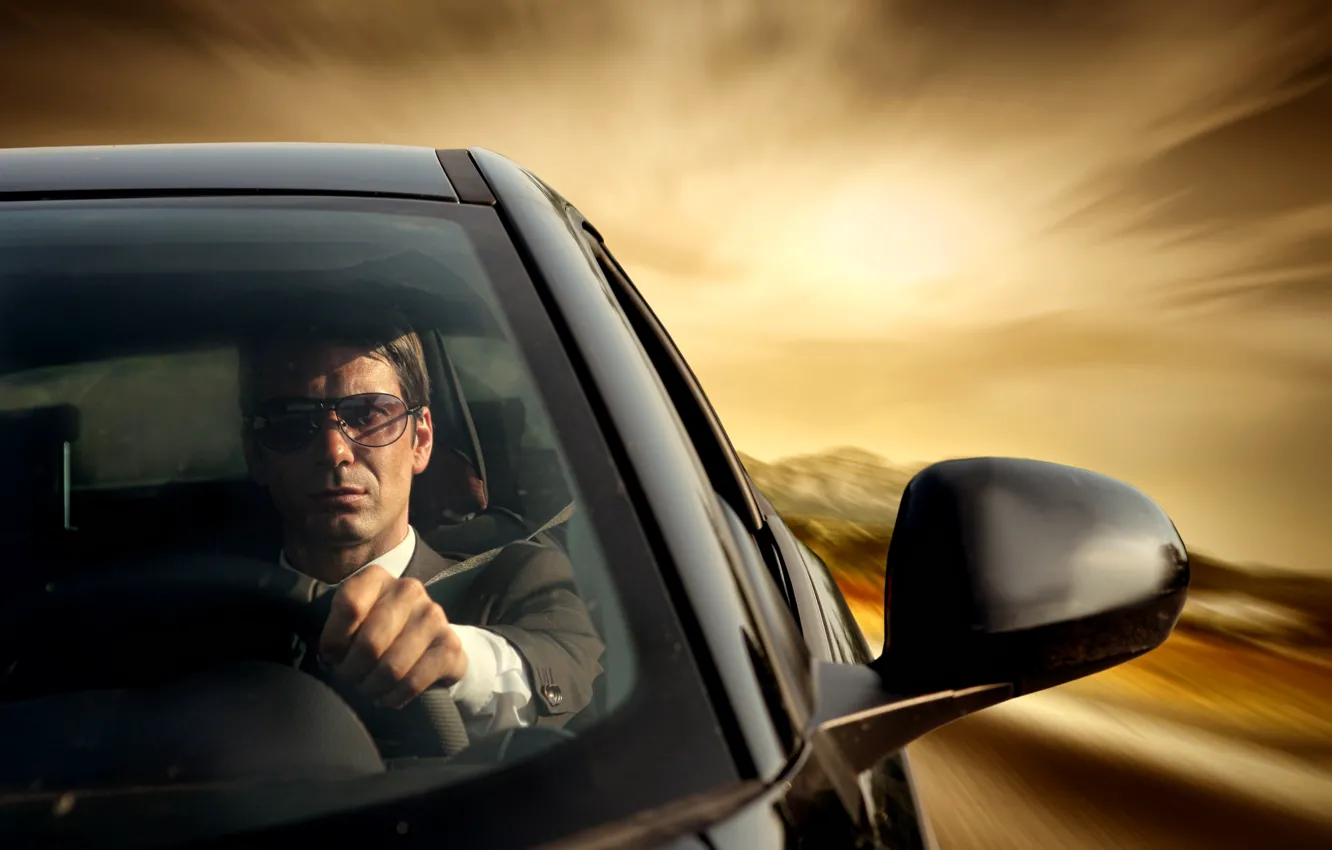 Photo wallpaper style, speed, male, driving, car