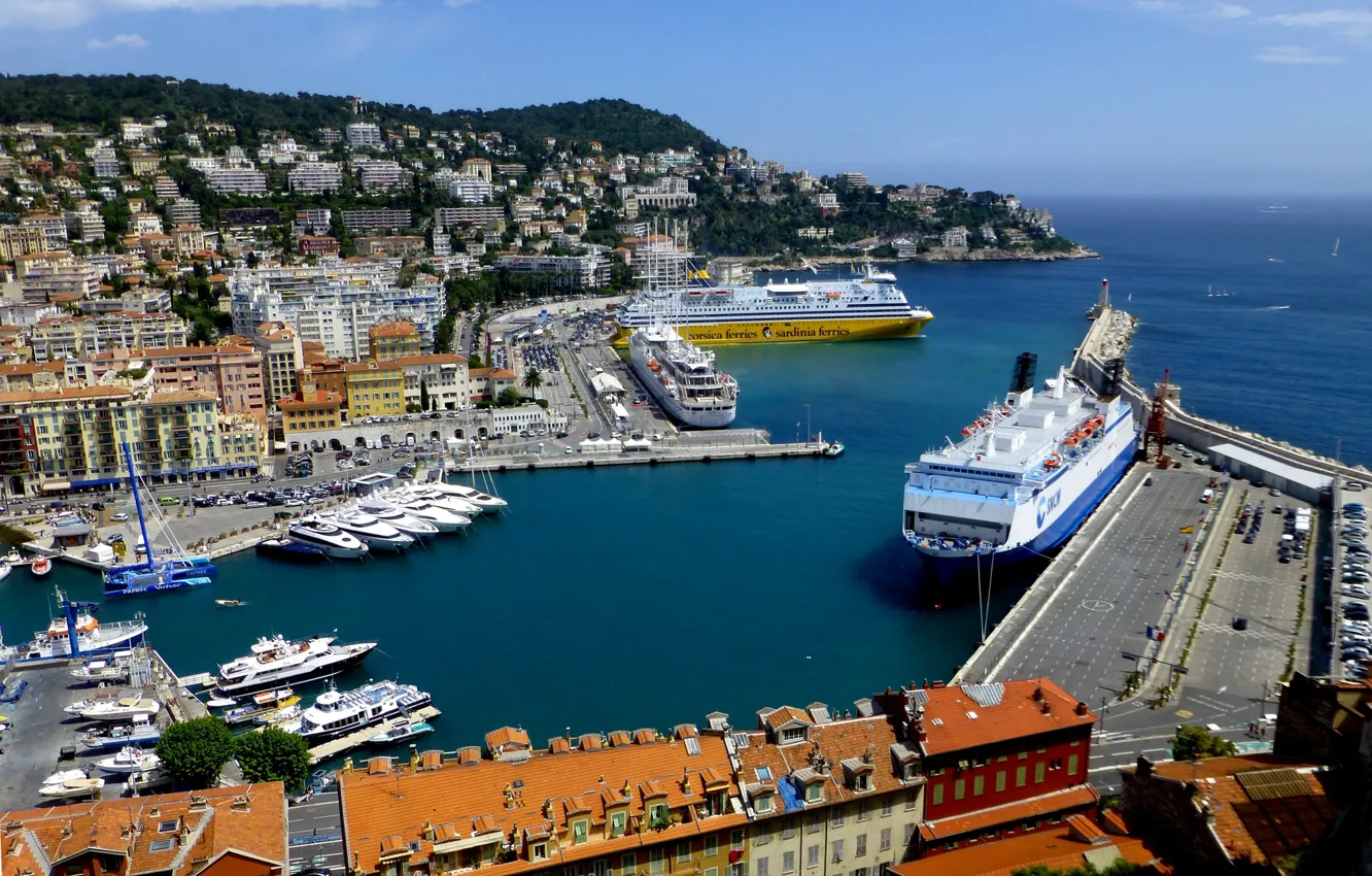 Photo wallpaper sea, France, ship, port, liner, Nice