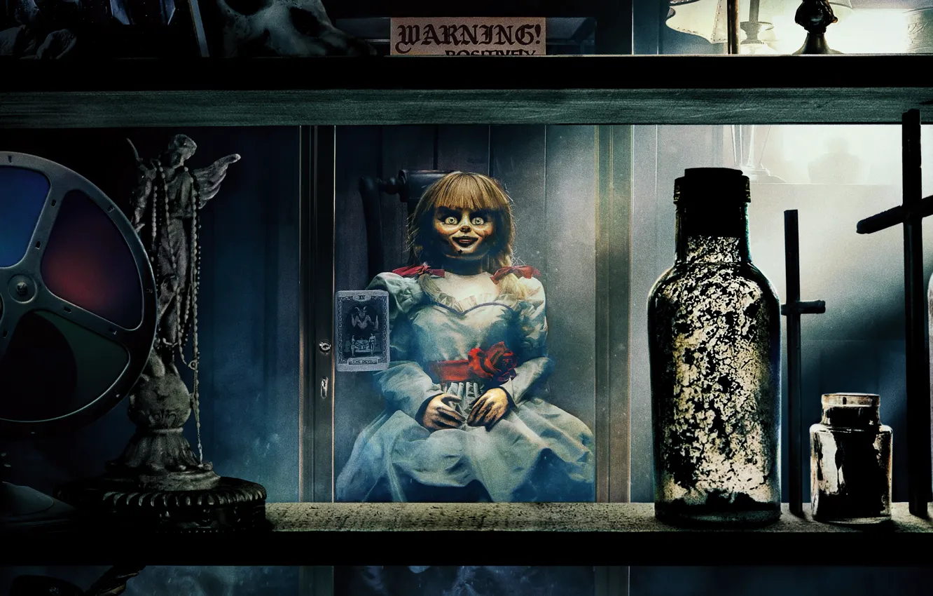 Photo wallpaper look, glass, room, doll, horror, doll, The Curse Of Annabelle, 3, Annabelle Comes Home