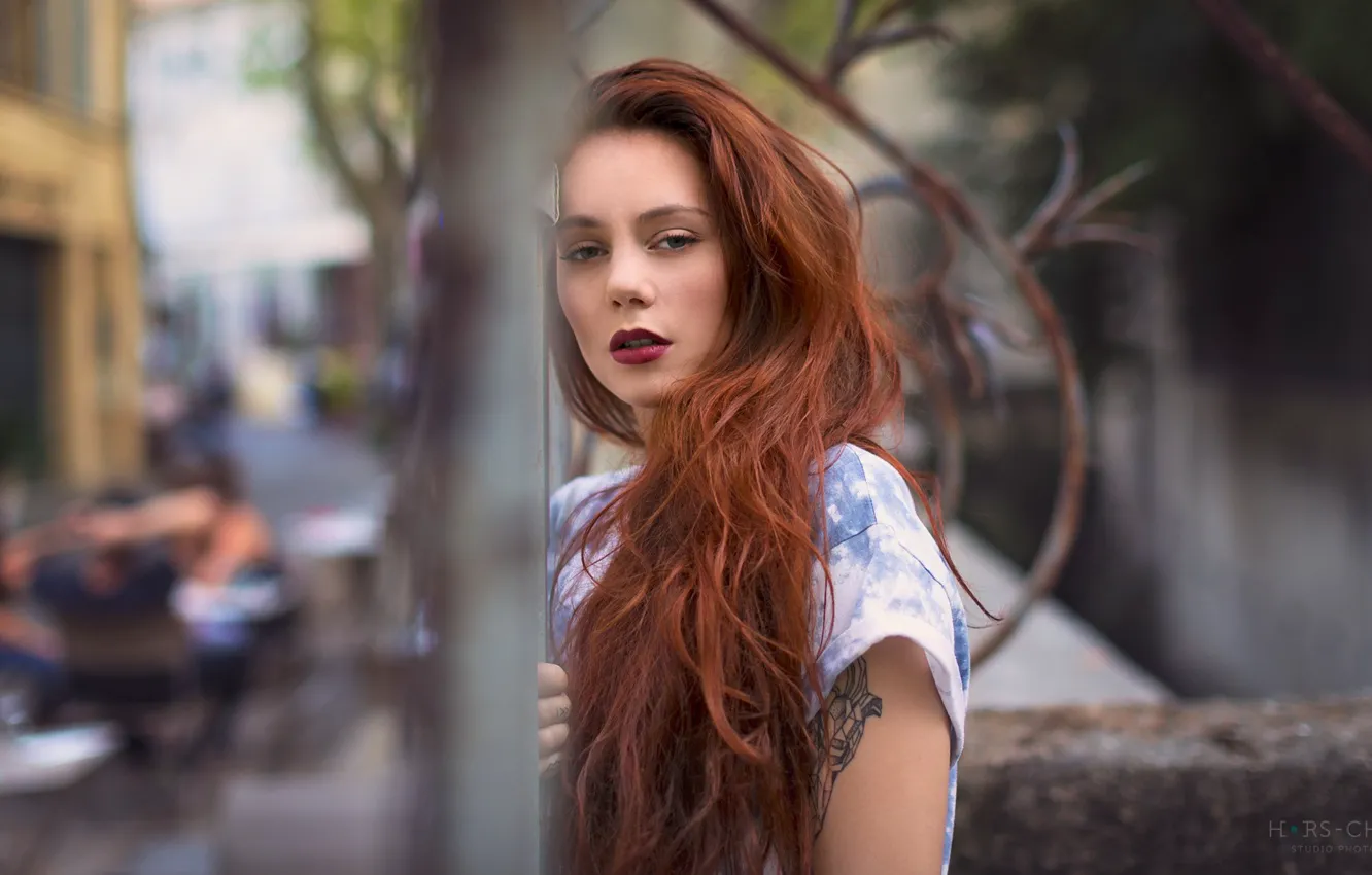 Photo wallpaper portrait, look, posing, redhead, hairstyle, bokeh, makeup, Studio Hors-champ