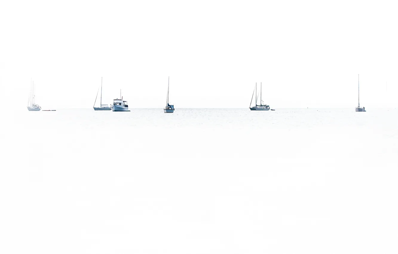 Wallpaper ocean, smoke, fog, boats, white out for mobile and desktop