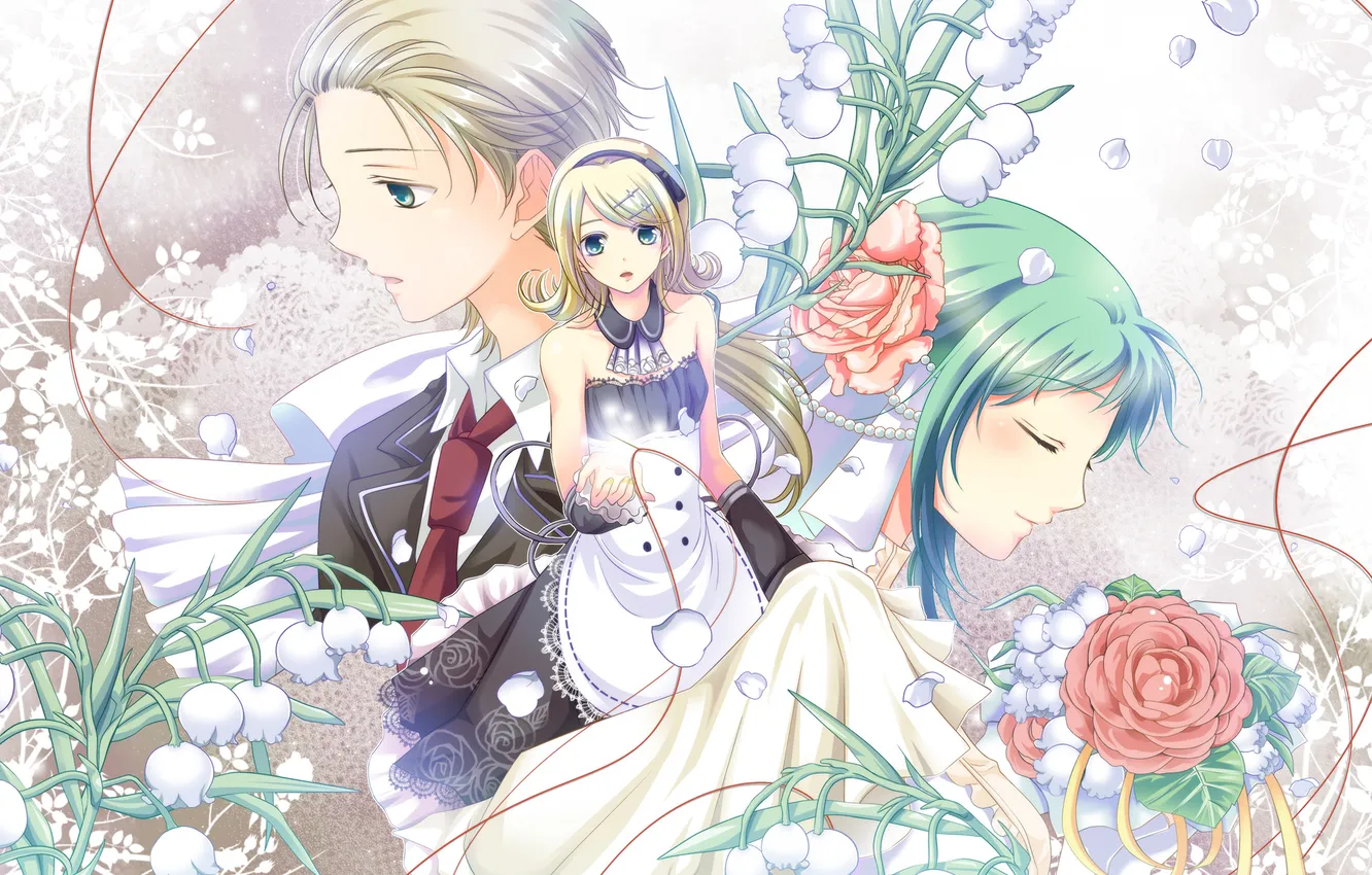 Photo wallpaper love, flowers, spring, anime, the bride, lilies of the valley