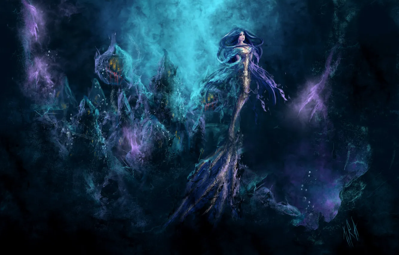 Photo wallpaper water, girl, the ocean, mermaid, being, art