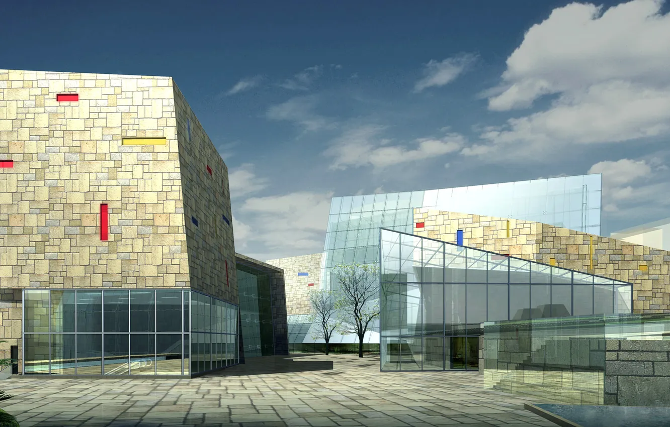 Photo wallpaper the sky, clouds, the city, building, home, architecture, the project