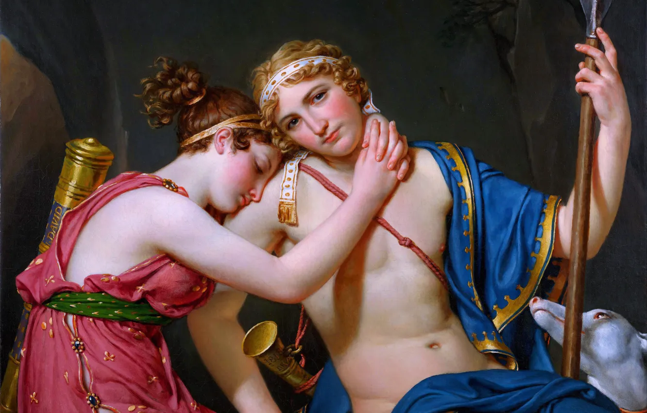 Photo wallpaper girl, picture, guy, two, Jacques-Louis DAVID, French painter, Jacques-Louis David, Farewell Telemachus and Maridi