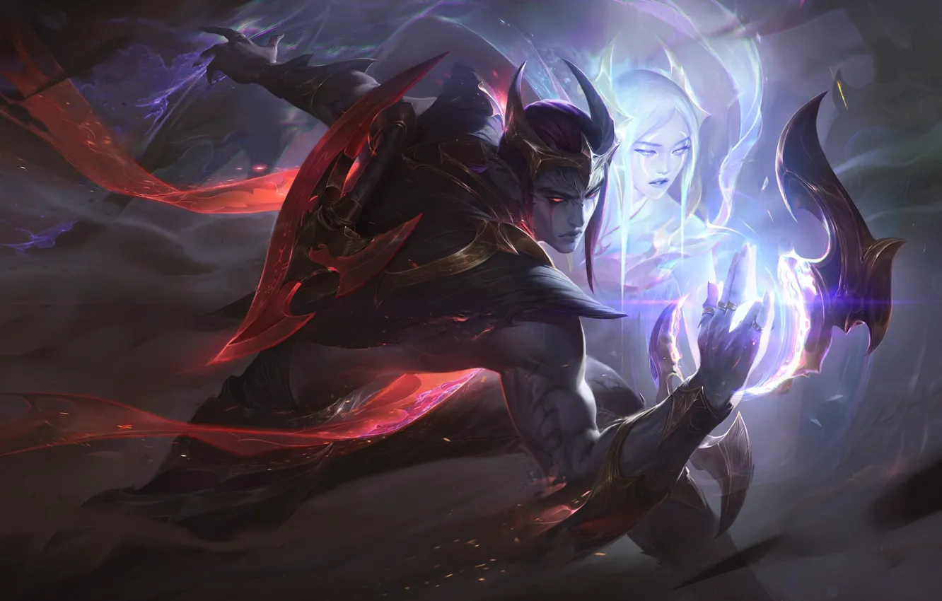 Photo wallpaper girl, magic, guy, League of Legends, print, League Of Legends
