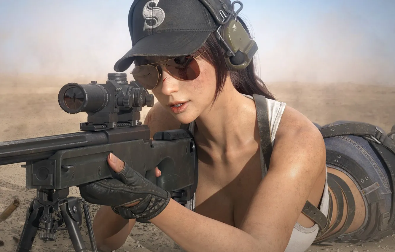 Photo wallpaper Tomb Raider, gun, pistol, ass, desert, ponytail, women, jeans