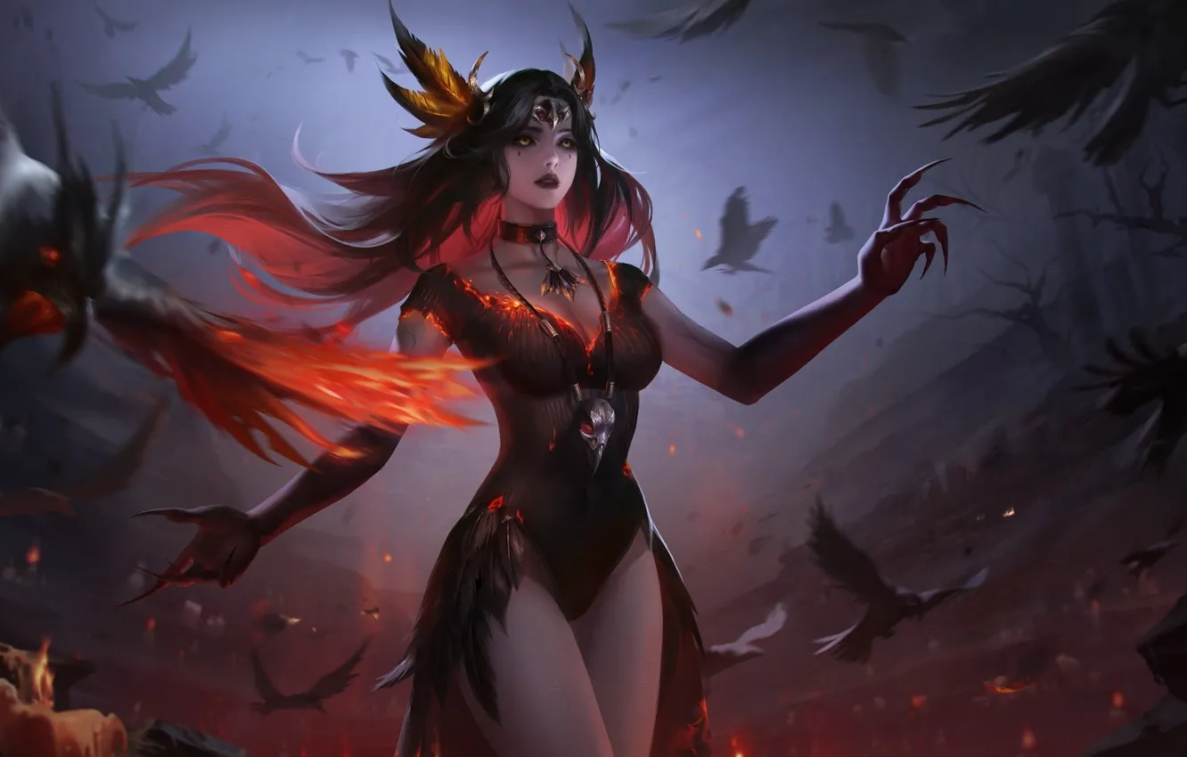 Photo wallpaper girl, bird, magic, Arena of Valor, Ring Of Valor, AOV