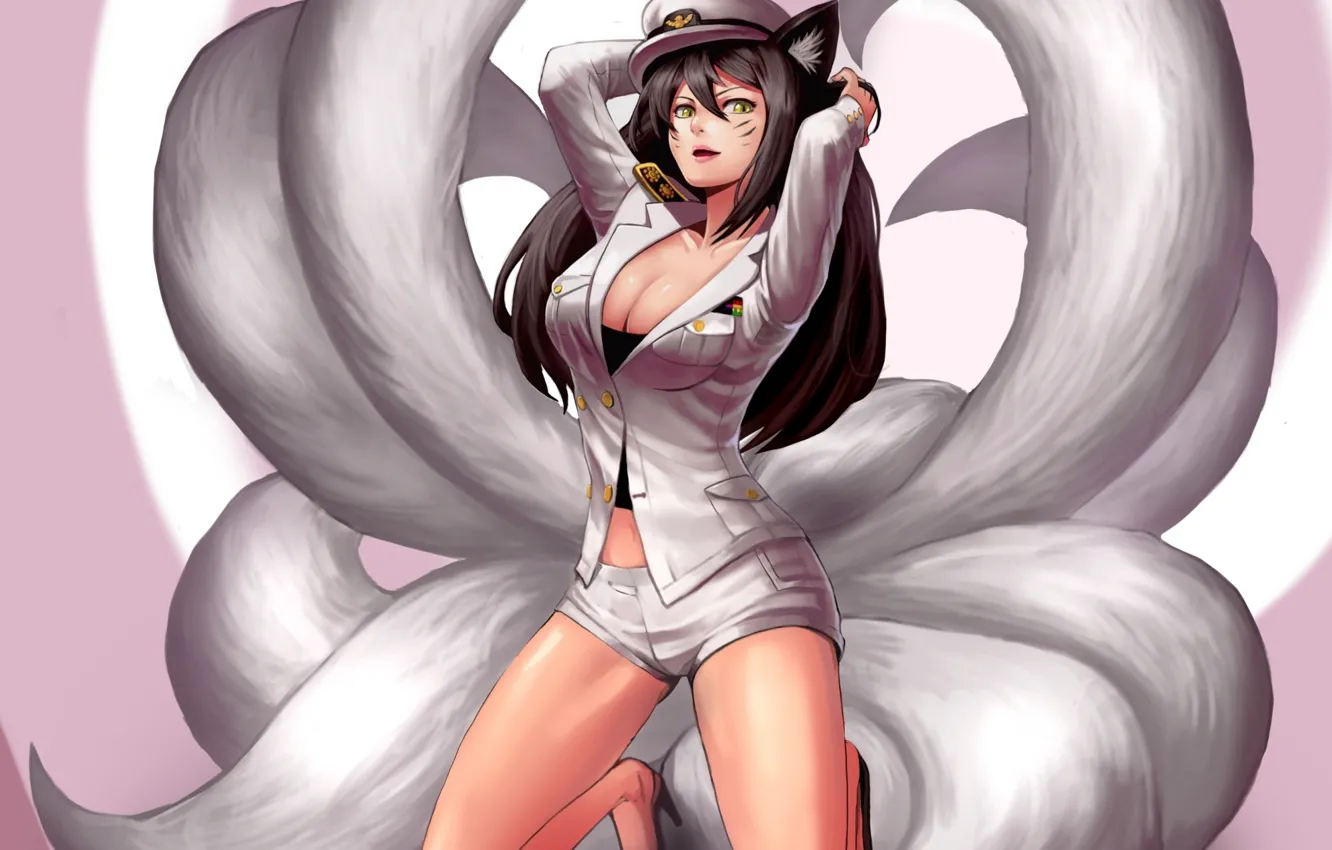 Photo wallpaper chest, look, girl, tail, form, ears, art, Fox