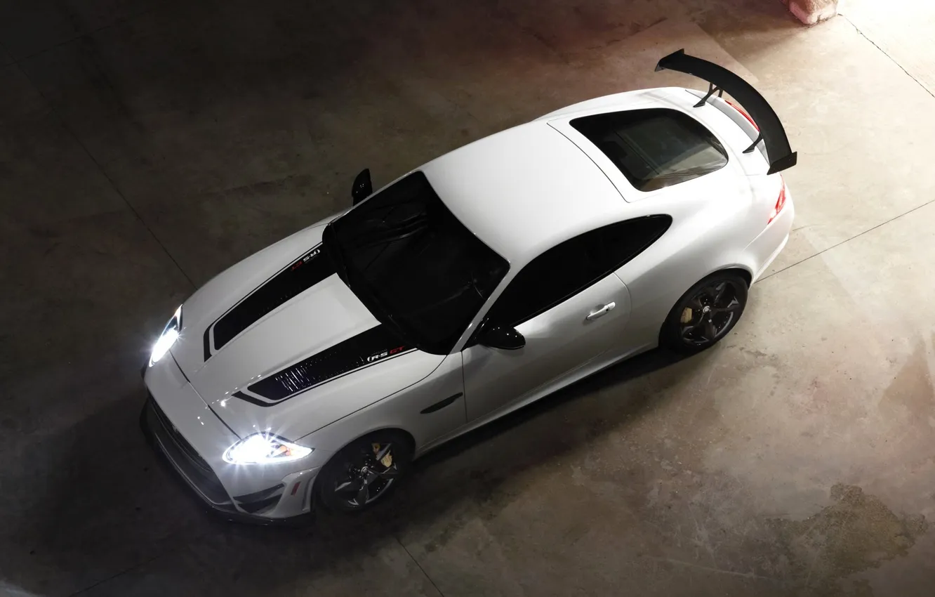 Photo wallpaper strip, lights, Jaguar, The hood, sports, car, XKR-S