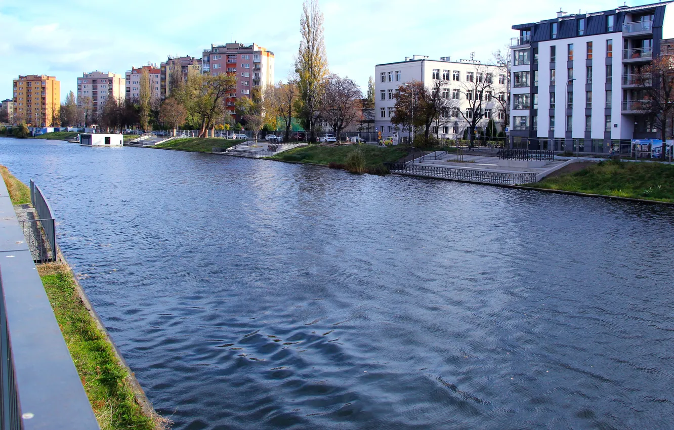 Photo wallpaper river, water, building
