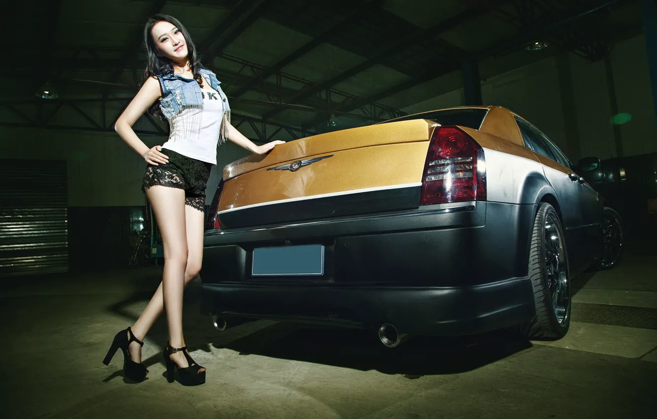 Photo wallpaper auto, look, Girls, Chrysler, Asian, beautiful girl