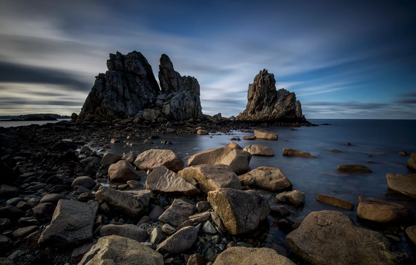 Photo wallpaper stones, rocks, coast, France, Brittany
