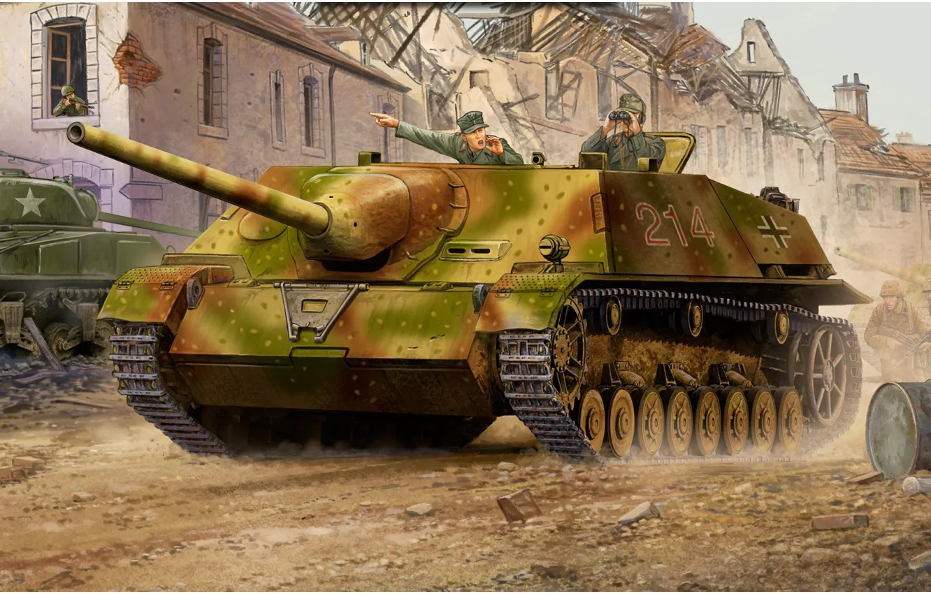Photo wallpaper war, art, tank, WW2, Tank destroyers, tank, German tank
