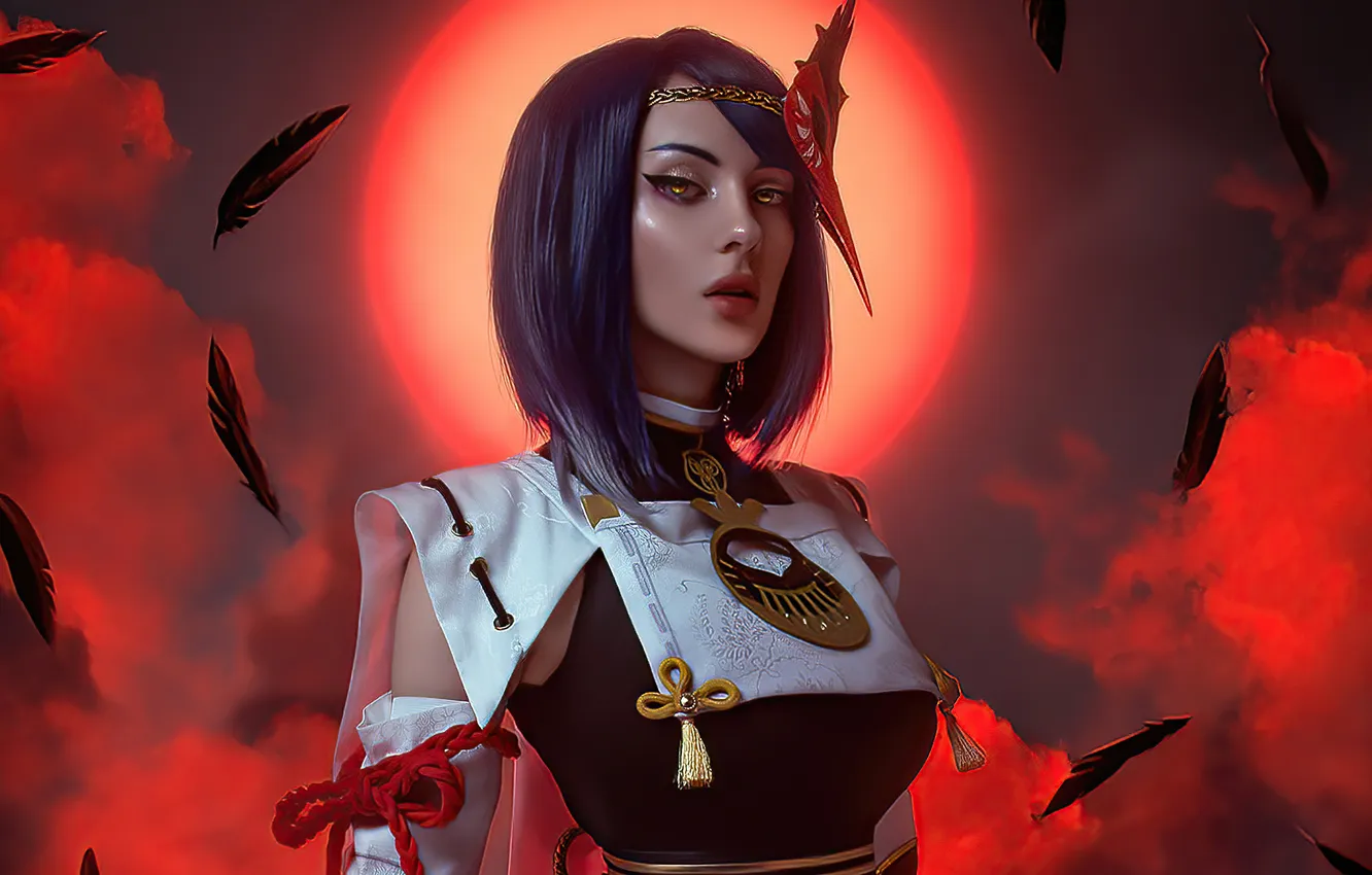 Photo wallpaper impact, cosplay, Sara, Genshin