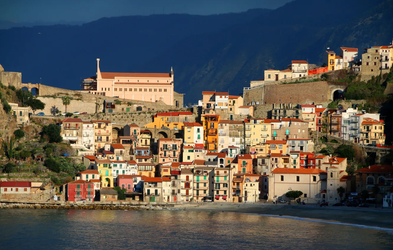 Photo wallpaper sea, home, Italy, Calabria, Shilla