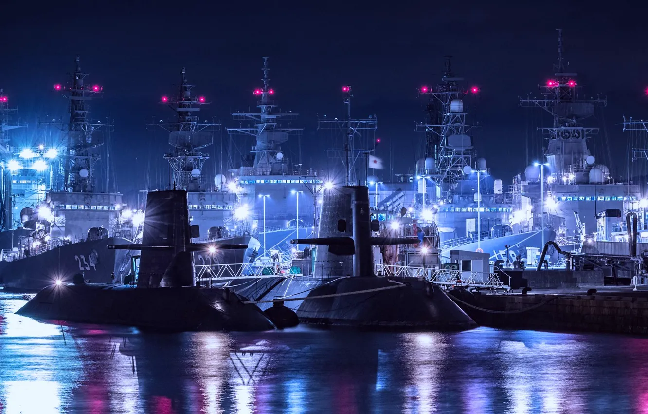 Photo wallpaper night, Japan, base, naval