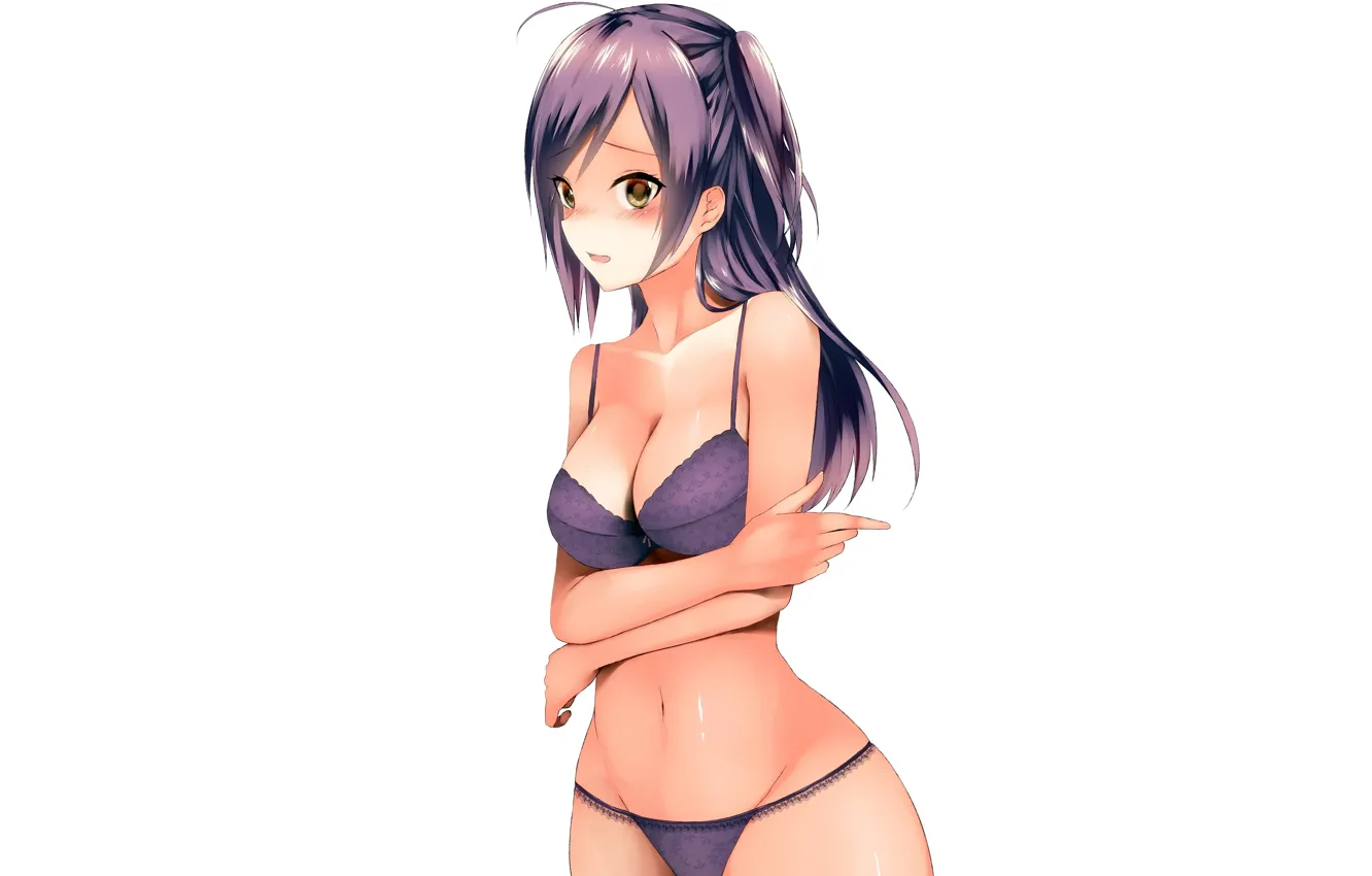 Photo wallpaper girl, sexy, lingerie, bra, cleavage, panties, long hair, boobs