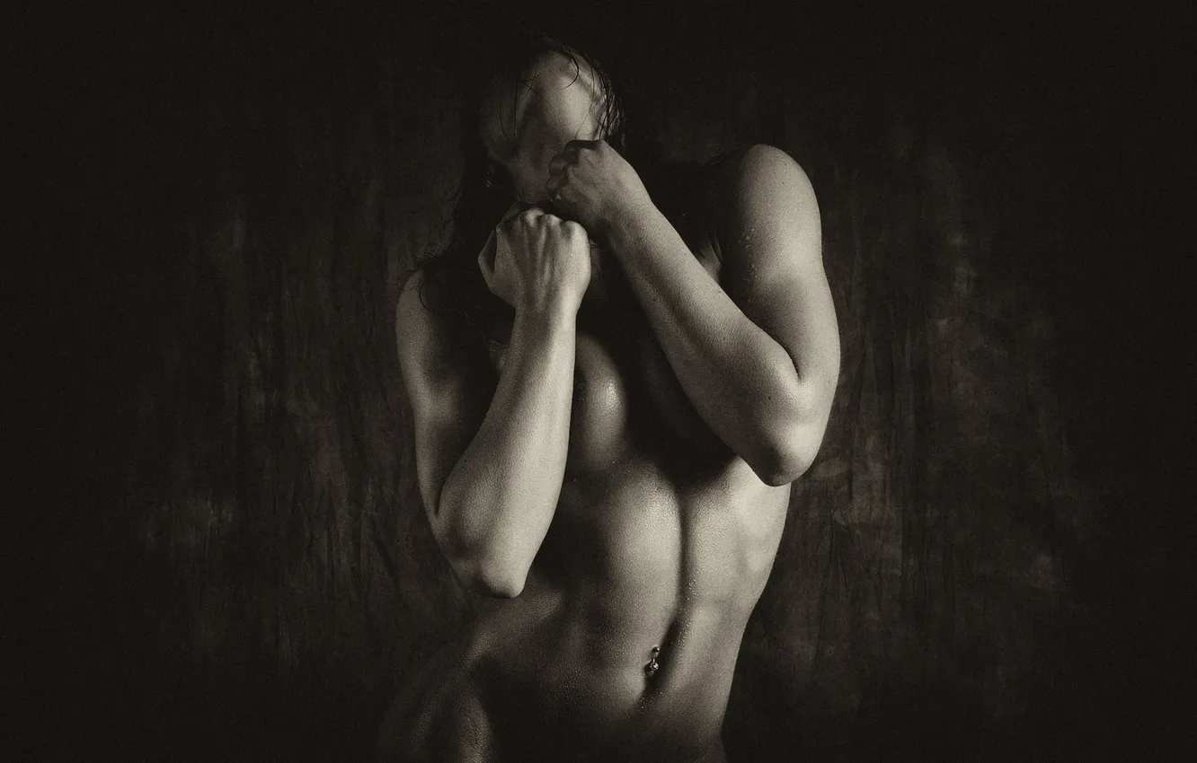 Photo wallpaper girl, emotions, piercing