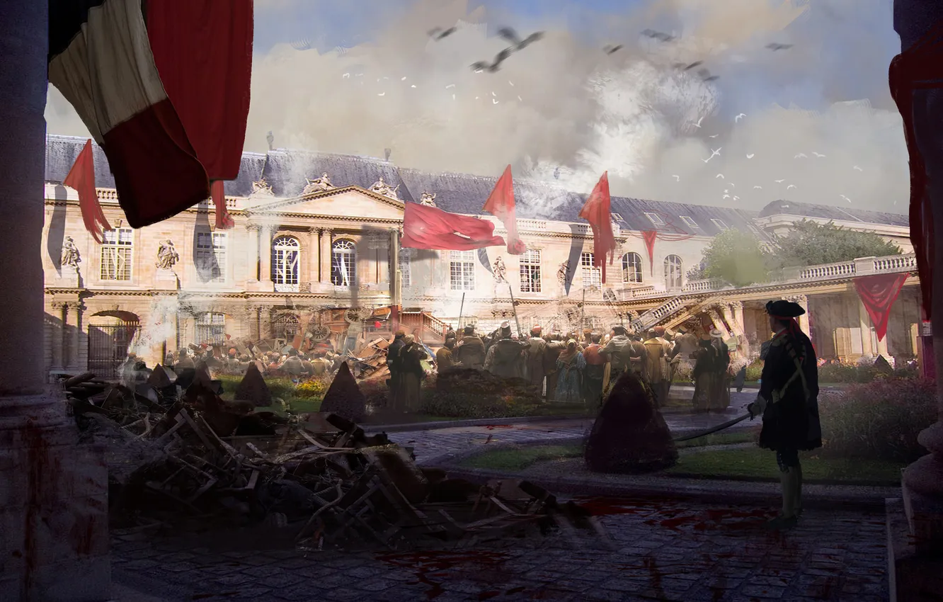 Photo wallpaper blood, France, flag, revolution, art