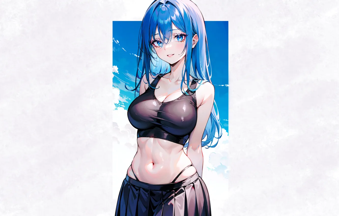 Photo wallpaper kawaii, girl, hot, sexy, boobs, blue, anime, blue eyes