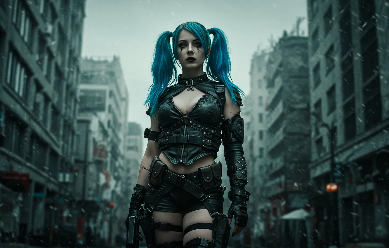 Photo wallpaper girl, city, the city, Wallpaper, street, Apocalypse, art, wallpaper