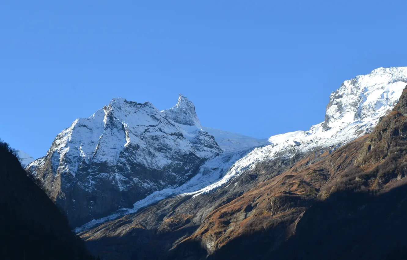 Photo wallpaper snow, mountains, Dombay