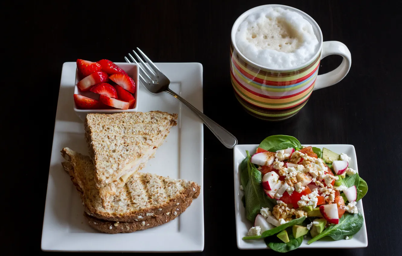 Photo wallpaper Breakfast, strawberry, salad