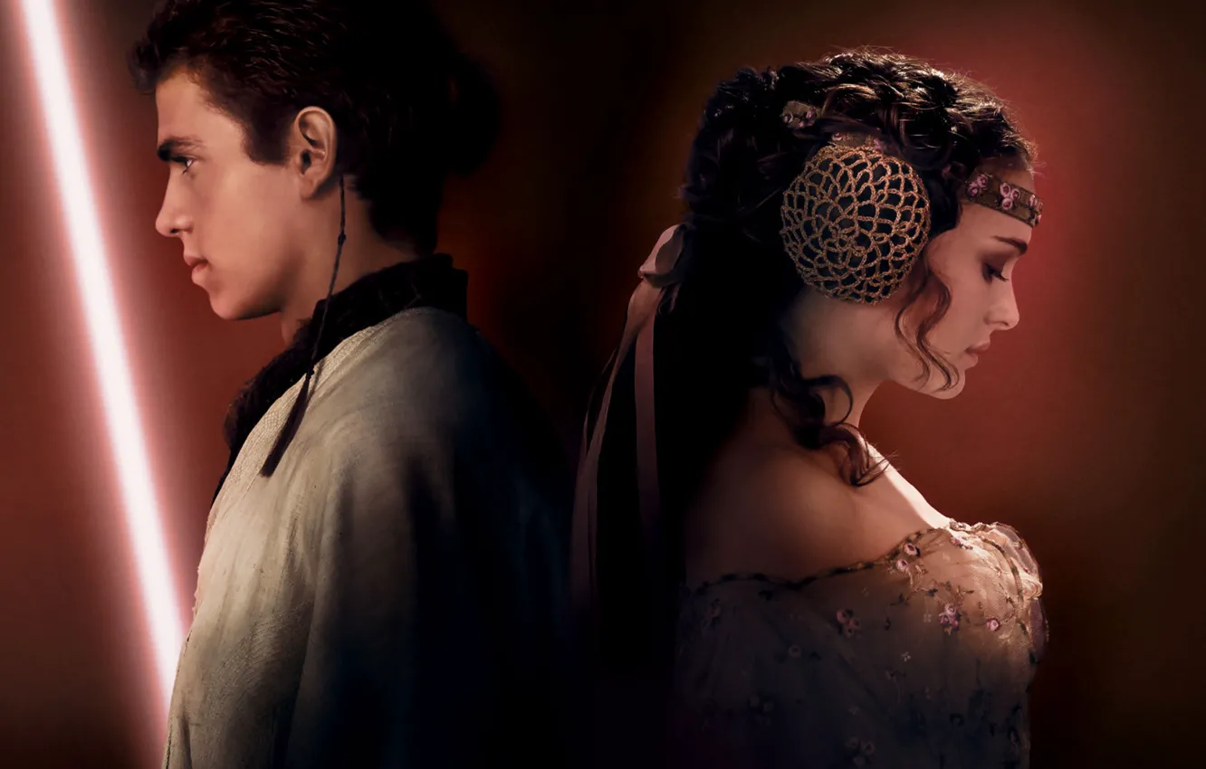 Photo wallpaper pair, star wars, Natalie Portman, Anakin Skywalker, Hayden Christensen, Padme