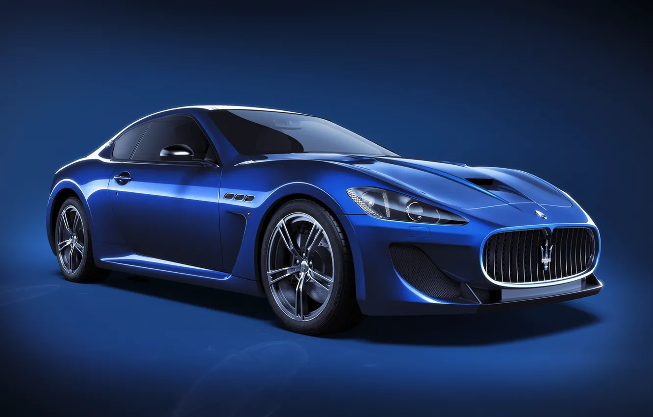 Photo wallpaper Maserati, Auto, Blue, Machine, Car, Art, Render, Design